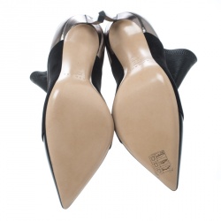 Pre Owned Casadei Black Suede and Metallic Leather Pointed Toe Ankle Boots Size 37