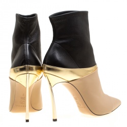 Pre Owned Casadei Tricolor Leather Pointed Toe Ankle Boots Size 37