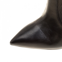 Pre Owned Casadei Black Leather Blade Over The Knee Pointed Toe Boots Size 37