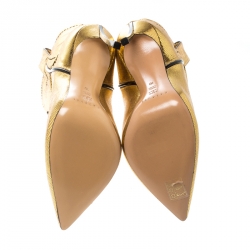 Pre Owned Casadei Metallic Gold Embossed Lizard Leather Stiletto Heel Cowboy Boots Size 40