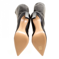 Pre Owned Casadei Black Leather Pointed Toe Knee Length Boots Size 41