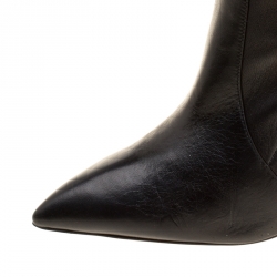 Pre Owned Casadei Black Leather Pointed Toe Knee Length Boots Size 41