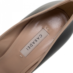 مملوكة مسبقًا Casadei Black Leather Peep Toe Pumps Size 39