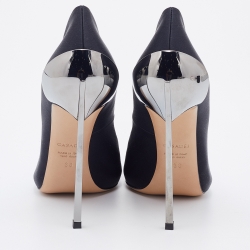 Pre Owned Casadei Black Satin Pointed Toe Pumps Size 38