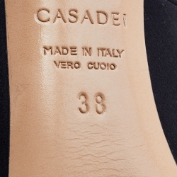 Pre Owned Casadei Black Satin Pointed Toe Pumps Size 38