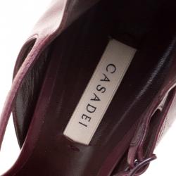 Pre Owned Casadei Burgundy Leather Cappa Ankle Strap D'orsay Pumps Size 39