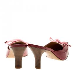 Pre Owned Casadei Red Patent Leather Lace Up Slip On Pointed Toe Sandals Size 38