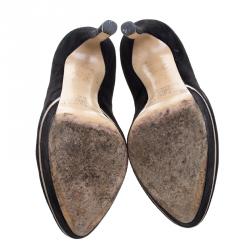 Pre Owned حذاء كعب عالي كاسادي سويدي أسود نعل سميك مقاس 36.5