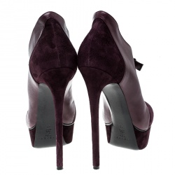 Pre Owned Casadei Bordeaux Suede and Leather Buckle Platform Pumps Size 40