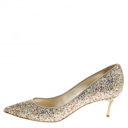 Pre Owned Casadei Metallic Multicolor Glitter Pointed Toe Pumps Size 39