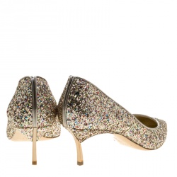 Pre Owned Casadei Metallic Multicolor Glitter Pointed Toe Pumps Size 39