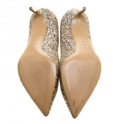 Pre Owned Casadei Metallic Multicolor Glitter Pointed Toe Pumps Size 39