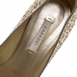 Pre Owned Casadei Metallic Multicolor Glitter Pointed Toe Pumps Size 39
