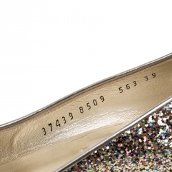 Pre Owned Casadei Metallic Multicolor Glitter Pointed Toe Pumps Size 39