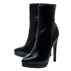 Pre Owned بوت للكاحل كاسادي جلد أسود مقدمة مدببة نعل سميك مقاس 37