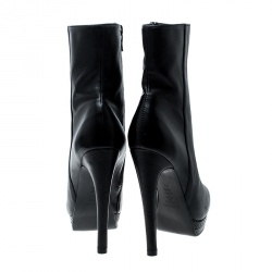 Pre Owned بوت للكاحل كاسادي جلد أسود مقدمة مدببة نعل سميك مقاس 37