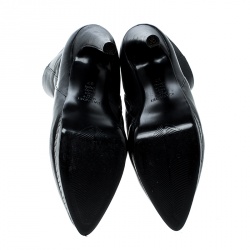 Pre Owned بوت للكاحل كاسادي جلد أسود مقدمة مدببة نعل سميك مقاس 37