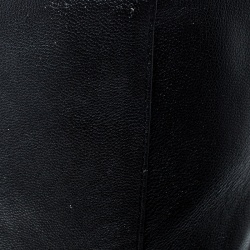 Pre Owned بوت للكاحل كاسادي جلد أسود مقدمة مدببة نعل سميك مقاس 37