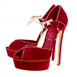 Casadei Red Suede Peep Toe Ankle Strap Platform Sandals Size 39