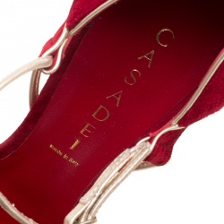 Casadei Red Suede Peep Toe Ankle Strap Platform Sandals Size 39