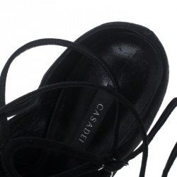 Pre Owned Casadei Black Suede and Glitter Hollywood Peep Toe Cut Out Pumps Size 40