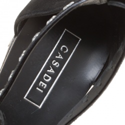 Pre Owned Casadei Black Cut Out Suede Crystal Embellished Flat Thong Sandals Size 36