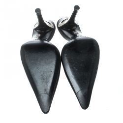 Pre Owned Casadei Black Satin Pointed Toe Mule Sandals Size 39