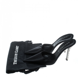 Pre Owned Casadei Black Satin Pointed Toe Mule Sandals Size 39