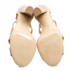 Casadei Beige Suede Gladiator Block Heel Sandals Size 38