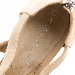 Casadei Beige Suede Gladiator Block Heel Sandals Size 38