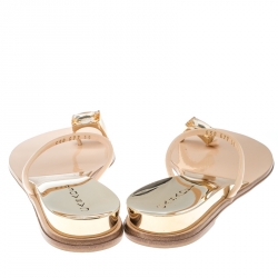 Pre Owned Casadei Blush Pink Patent Leather Crystal Toe Ring Sandals Size 39