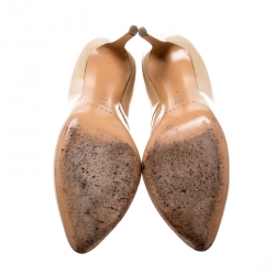 Pre Owned Casadei Beige Patent Leather Pointed Toe Pumps Size 39