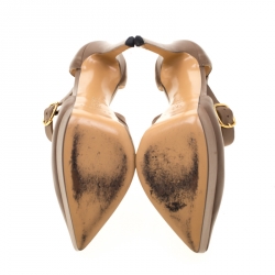 Pre Owned Casadei Brown Leather Buckle Platform Pumps Size 37.5