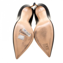 Pre Owned Casadei Black Leather Pointed Toe Pumps Size 40