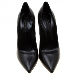 Pre Owned Casadei Black Leather Pointed Toe Pumps Size 40