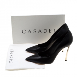 Pre Owned Casadei Black Leather Pointed Toe Pumps Size 40