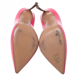 Pre Owned Casadei Neon Pink Patent Leather Blade Heel Pumps Size 37