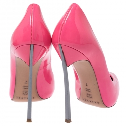 Pre Owned Casadei Neon Pink Patent Leather Blade Heel Pumps Size 37