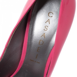 Pre Owned Casadei Neon Pink Patent Leather Blade Heel Pumps Size 37