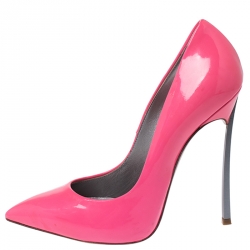Pre Owned Casadei Neon Pink Patent Leather Blade Heel Pumps Size 37