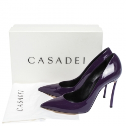 Pre Owned Casadei Purple Patent Leather Pointed Toe Pumps Size 40.5