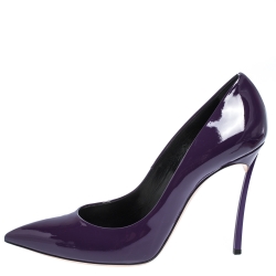 Pre Owned Casadei Purple Patent Leather Pointed Toe Pumps Size 40.5