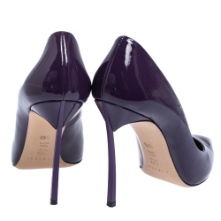 Pre Owned Casadei Purple Patent Leather Pointed Toe Pumps Size 40.5