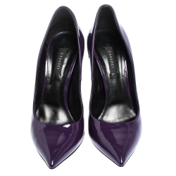 Pre Owned Casadei Purple Patent Leather Pointed Toe Pumps Size 40.5