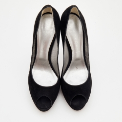 Pre Owned Casadei Black Suede Peep Toe Pumps Size 40