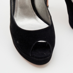 Pre Owned Casadei Black Suede Peep Toe Pumps Size 40