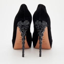Pre Owned Casadei Black Suede Peep Toe Pumps Size 40