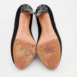 Pre Owned Casadei Black Suede Peep Toe Pumps Size 40