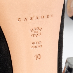 Pre Owned Casadei Black Suede Peep Toe Pumps Size 40