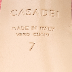 Pre Owned Casadei Red Karung Leather Platform Ankle Strap Sandals Size 37